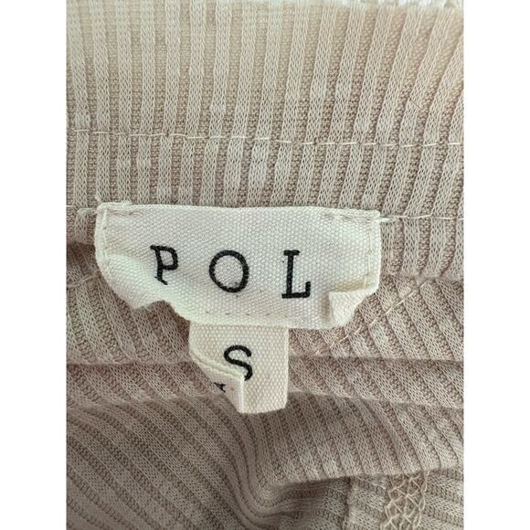 POL Oversized Ribbed Knit Sweater Small Beige, Drop Shoulder, Cozy Fall Pullover - Picture 2 of 10